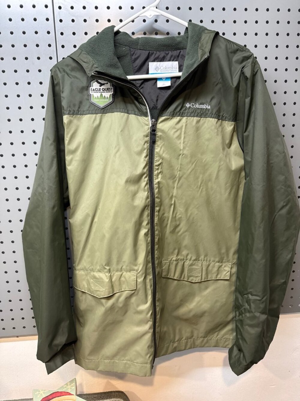 Columbia Youth Green Hooded Rain Jacket XL (18/20)